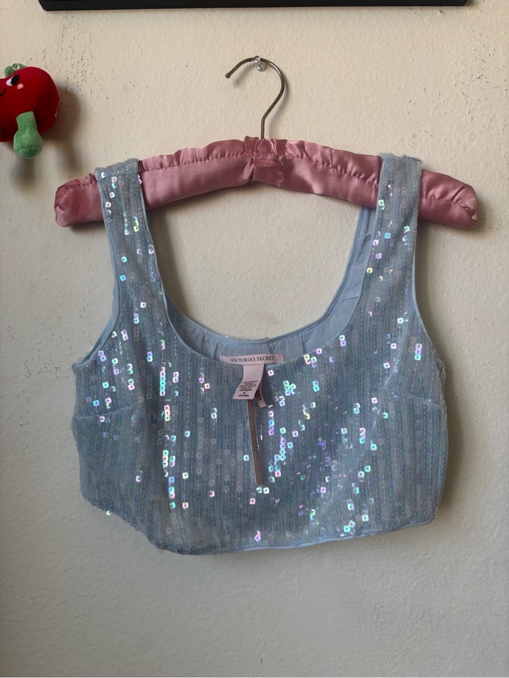 Baby Blue Victorias Secret Sequins Cropped blouse NWT